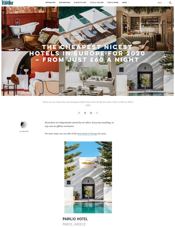 Condé Nast Traveller – Editors’ List – March 2020